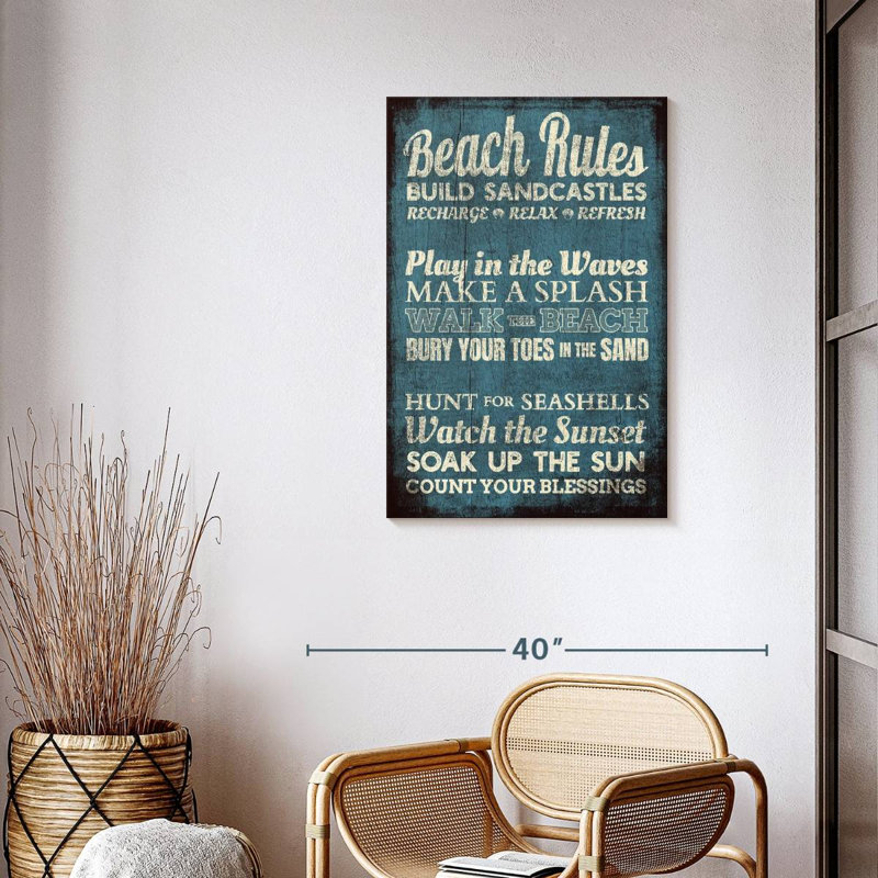 " Beach Rules " by Charles B, 36" H x 24" W x 1.25" D