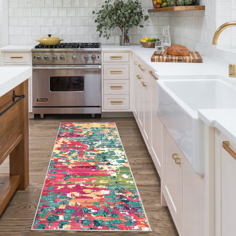 Jikai Washable Abstract Indoor Rug, Runner 2' x 6'