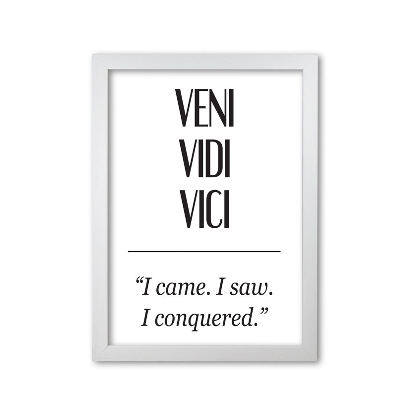 Veni Vidi Vici - Print, White Grain Frame, 42 cm H x 30 cm W x 5 cm D