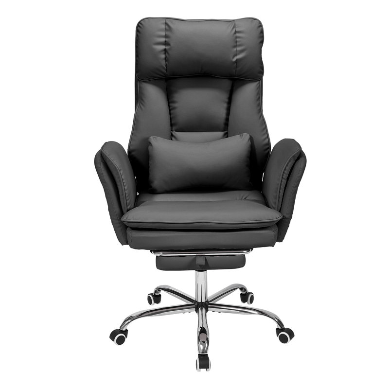 Height-Adjustable Reclining Swivel Office Chair with Footrest