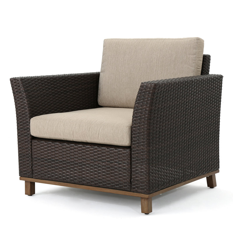 Single - Outdoor Seating Option. Brown, Crafted With Pe , Iron, Waterproof Fabric. 35.14 In Deep, 31.41 Wide, 28.12 Tall. Fits Patio, Porch, Backyard, Poolside Chic Piece. Comprising Depth, Height,