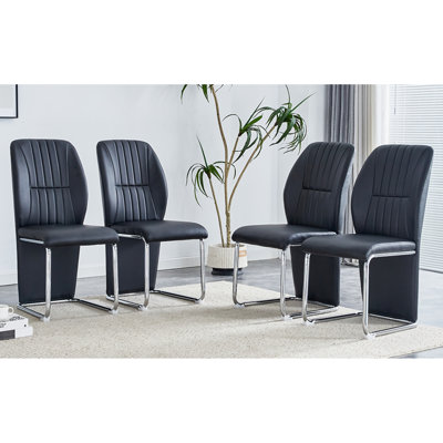 Ensemble de chaises de salle à manger robustes noires et métalliques modernes pour la maison et la cuisine