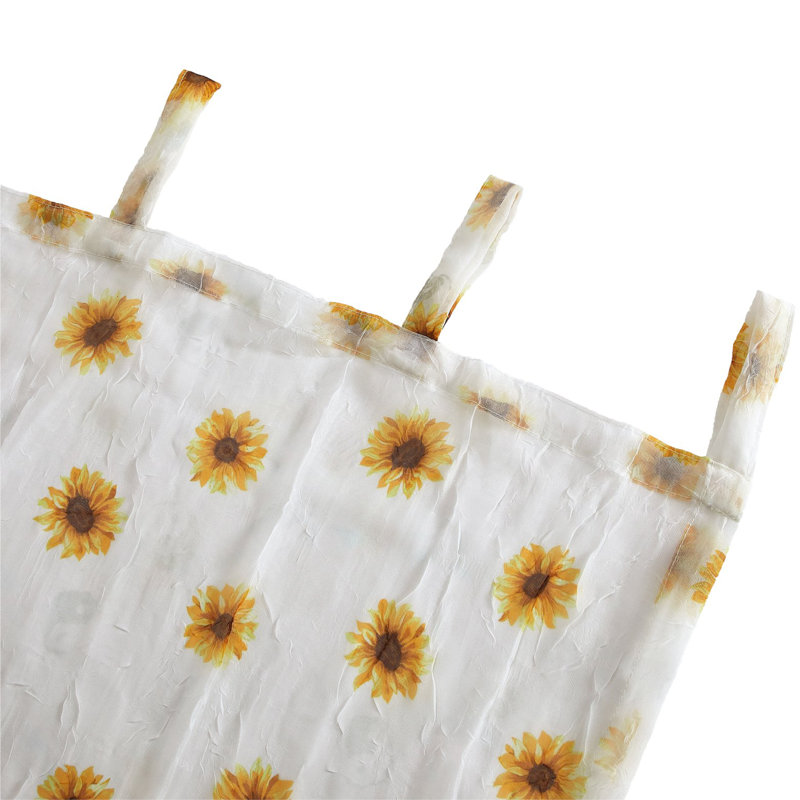 Rideau transparent à imprimé tournesol, L 38 po x L 63 po