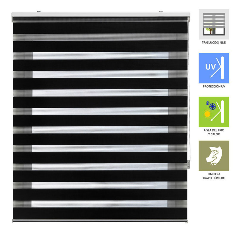 Semi Sheer Roller Blind, Black, 250 cm L x 170 cm W