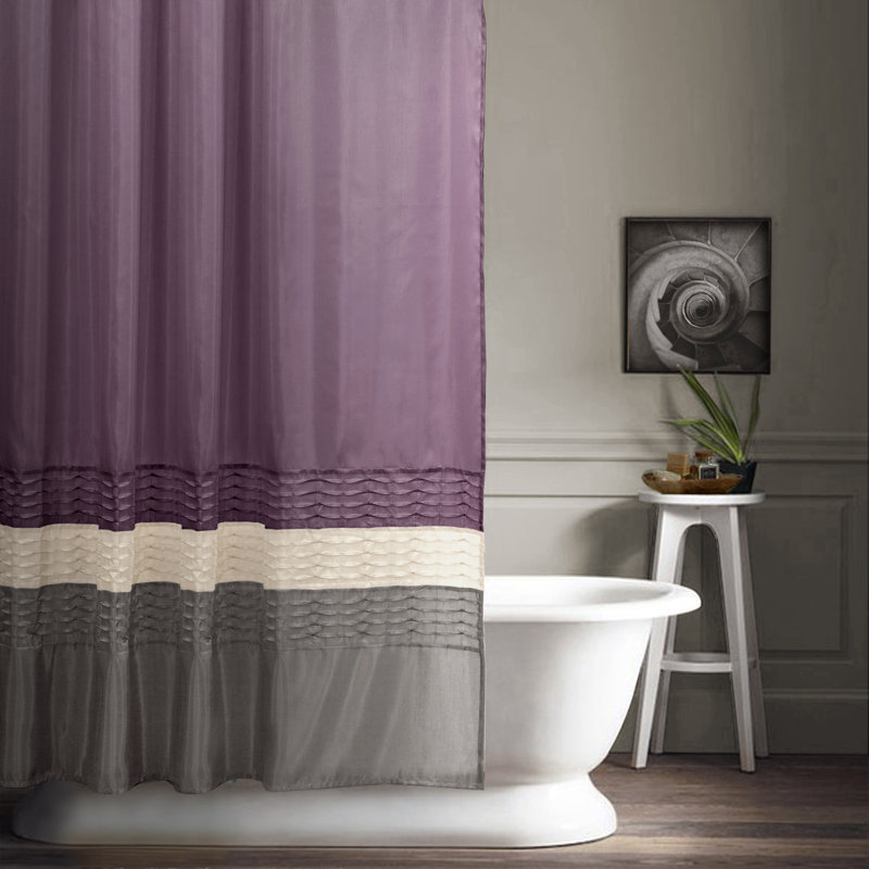 Rideau de douche simple à motif géométrique Mia, Mauve / Gris