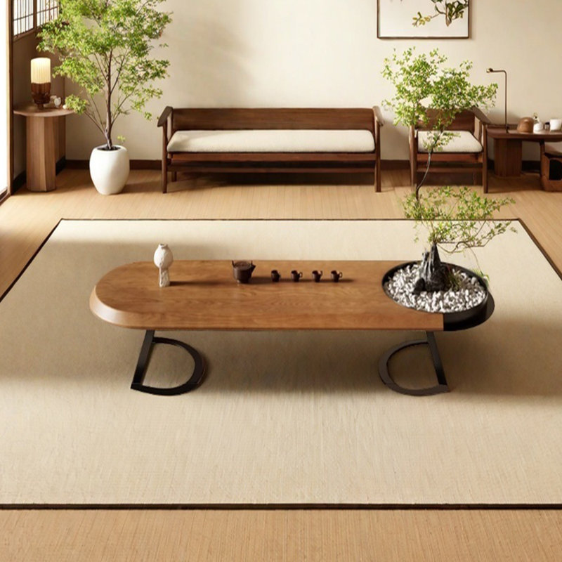 Table basse Wabi-sabi au design minimaliste, H 13,77 po x L 47,24 po x l 23,62 po