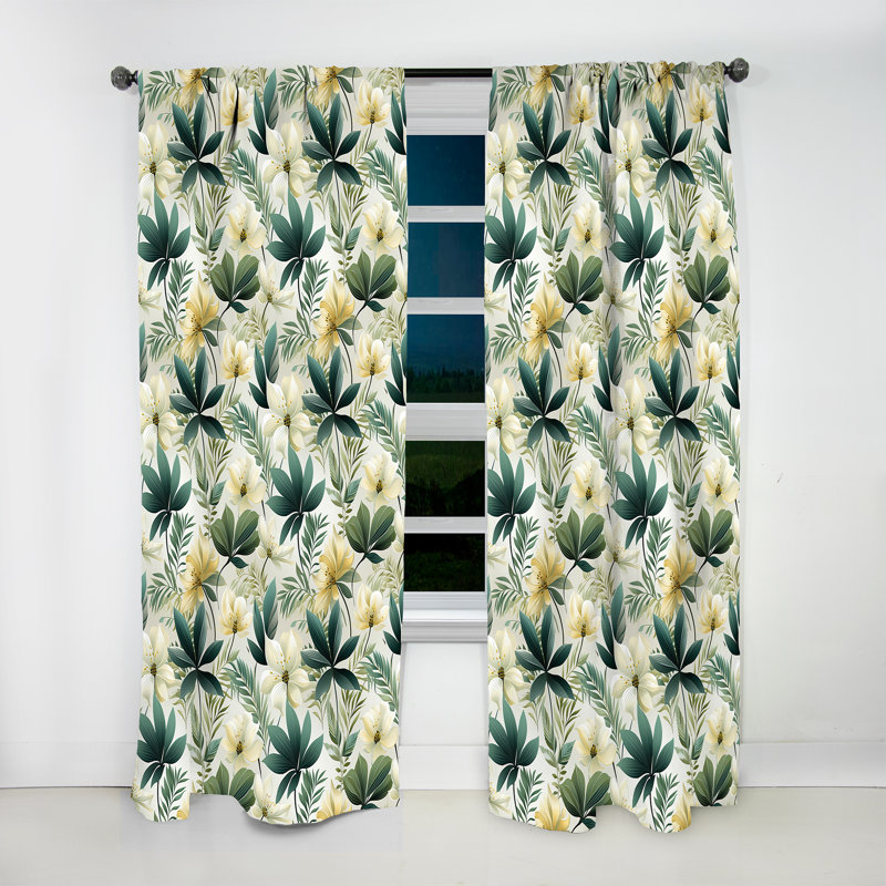 Minimaliste motif tropical Flora III - Rideau floral - Rideau floral obscurcissant - 1 panneau, L 52 po x L 63 po
