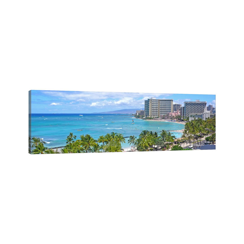 Honolulu Panoramic Skyline Cityscape - Wrapped Canvas Panoramic Print, 30.48 cm H x 91.44 cm W x 1.91 cm D