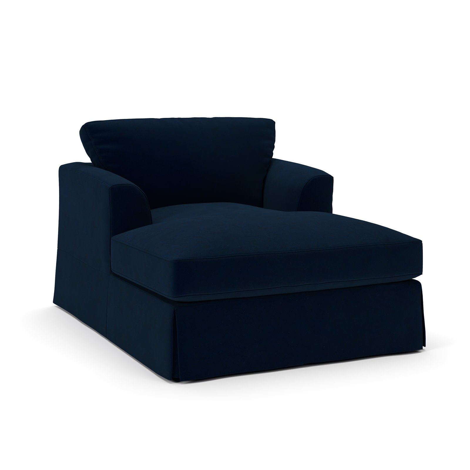Lucia Upholstered Chaise Lounge, Bella Ink Blue Performance Velvet