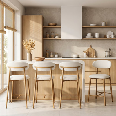 Blayze Upholstered Modern Counter Height Bar Stools with Metal Legs for Kitchen Island Dining Room