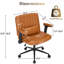Chaise de bureau pivotante à pieds croisés avec accoudoirs rabattables et coussin lombaire-113323127