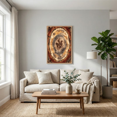 Vintage Tree Ring Cross Section in Earth Tones Canvas Wall Art