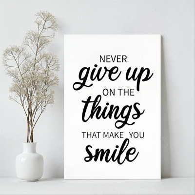 1Pc Framed Canvas Poster Print Inspirational Quotes, Smile Theme, Handwritten Calligraphy Style Wall Art Decor, Perfect for Room Decor Living Room Bedroom Office Kitchen Bathroom Home Decor, Ideal Home Wall Decoration Gift, 2D Flat