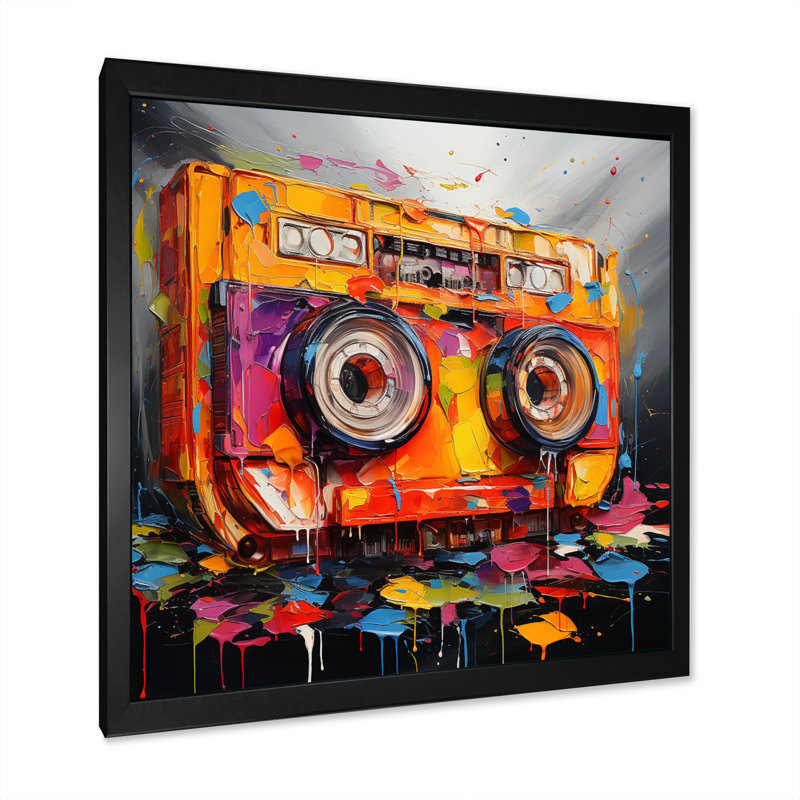 Cassette Tapes Tape Symphony - Music Canvas Art Print, H 30 po x l 30 po x P 1 po, Cadre photo noir