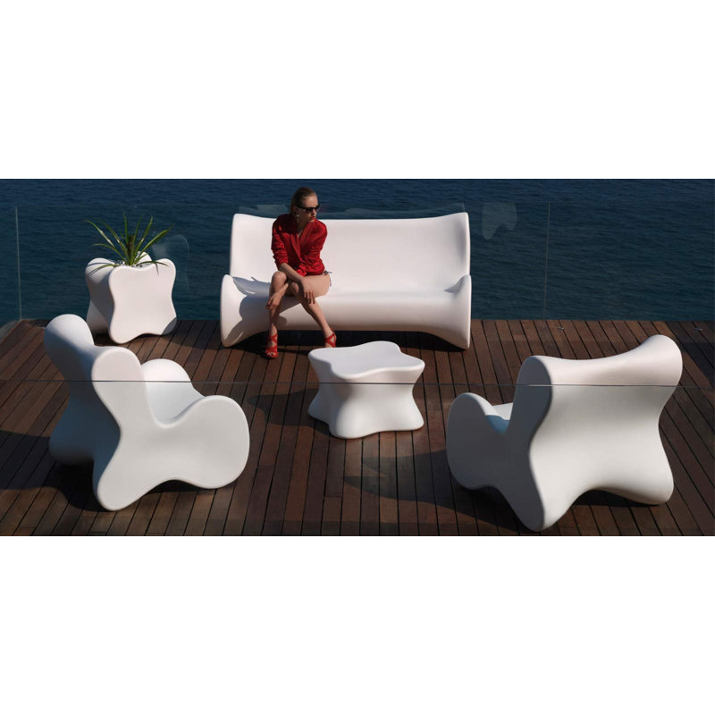 Faz Plastic Coffee Table, Ecru, 27.5" W x 43.25" L x 12.5" H