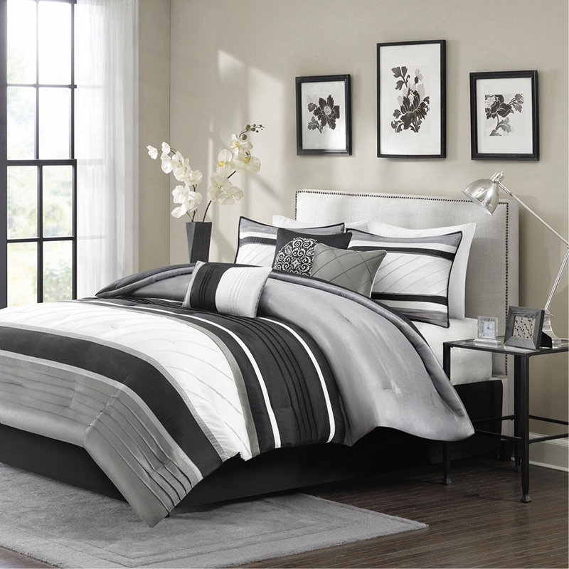 7 Piece Comforter Set Grey King