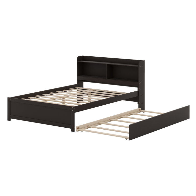 Bed With Trundle,Bookcase, Espresso