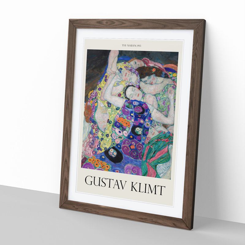 The Maiden by Gustav Klimt - Picture Frame Painting, Walnut Framed, 65cm H x 48cm W x 2cm D