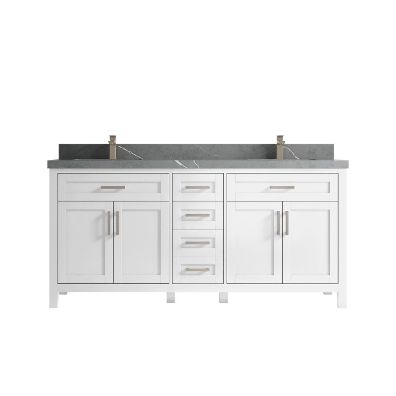 Ensemble de meuble-lavabo double 72 po Cambridge, Gris Piatra