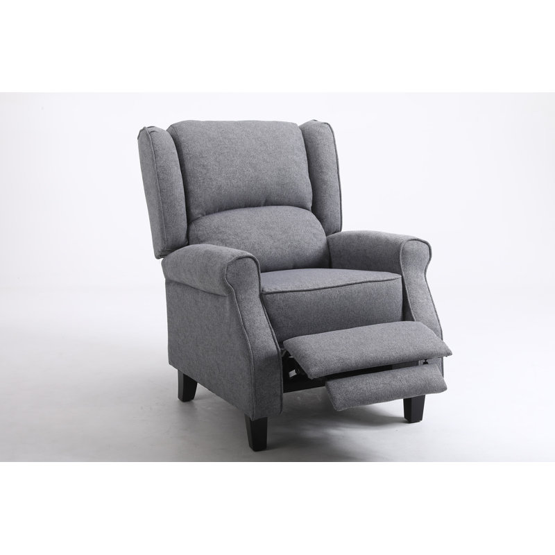 Elianna 78cm Wide Wing Chair Recliner, Blue 100% Linen