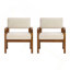 2 pièces Fauteuil d'extérieur en bois d'acacia avec coussins Velcro résistants aux intempéries pour terrasse au bord de la piscine