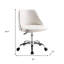 Chaise de bureau pivotante blanche et argentée en similicuir