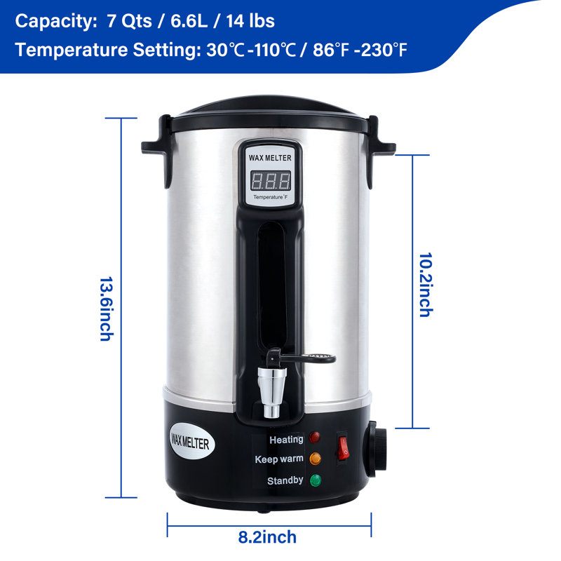 13.6'' H Aluminum Tabletop Wax Warmer