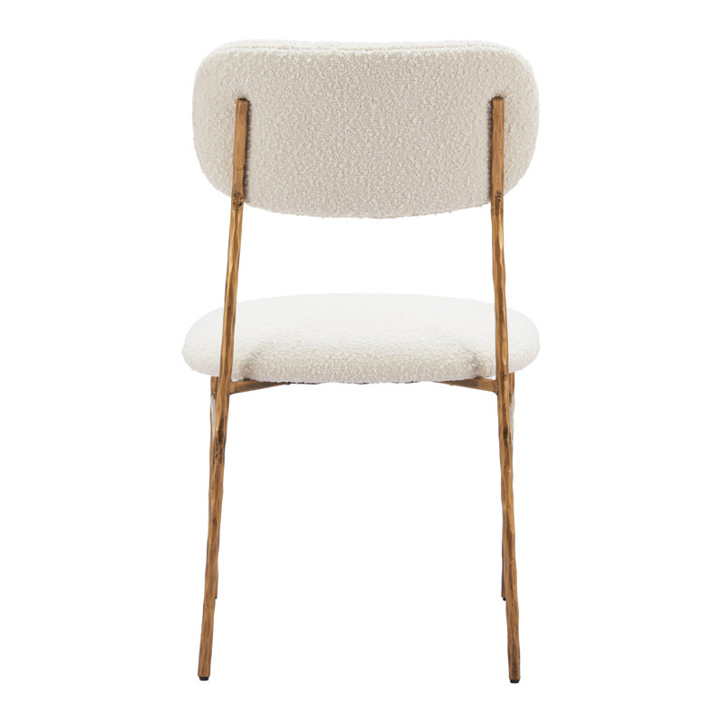 Cream Upholstered Side Chair with Gold Metal Frame
