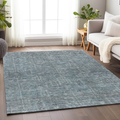 Tapis bleu sarcelle lavable à la machine Premium Prisco