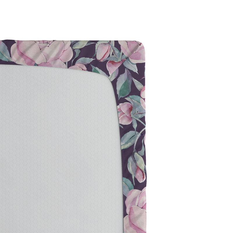 Drap-housse à motif floral Ambesonne, Drap-housse de taille simple, Quartz, rose doux / floral