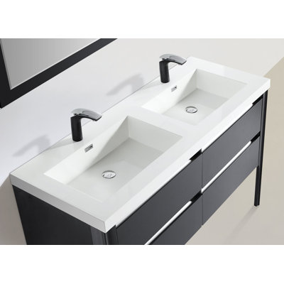 Dowell 60.9'' Rectangular Drop-In Double Bathroom Vanity Top with Overflow