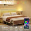 Cadre de lit grand en rotin blanc avec lumières DEL de style bohémien-901285463-901285457