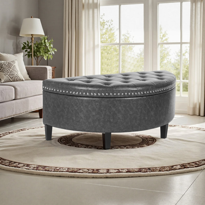Banc de rangement rembourré Roxann, gris