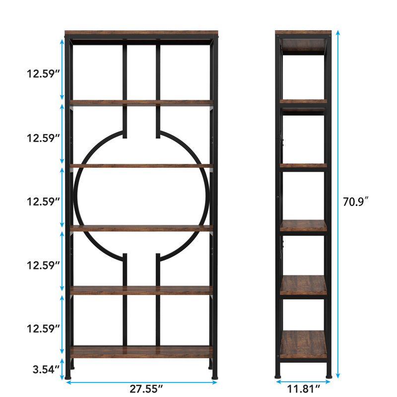 Basel 180cm H x 70cm W Steel Etagere Bookcase