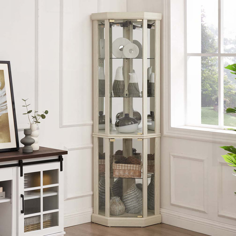 Vitrine de coin vitrée, Blanc antique