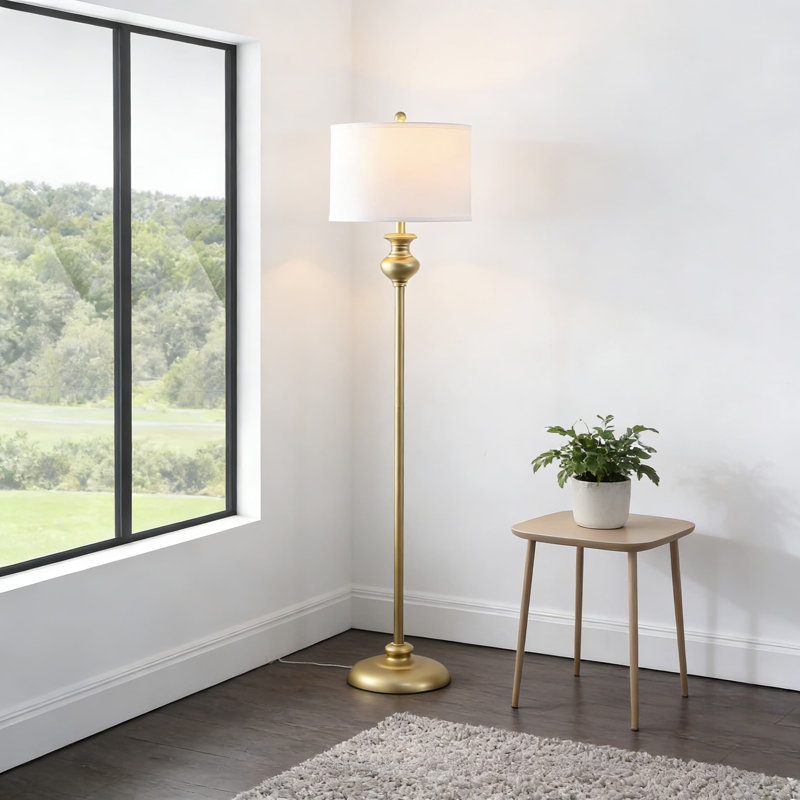 Lampe sur pied contemporaine avec ampoule à DEL, lumière sur pied de 61 pouces au fini doré pour le salon, la chambre à coucher ou le bureau