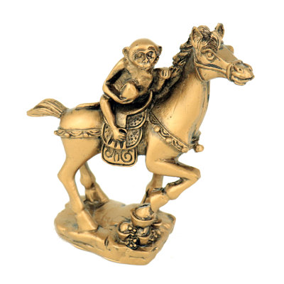 Statue singe Feng Shui à cheval