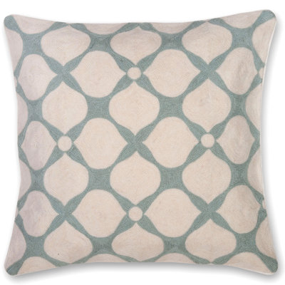 Classic Hand Embroidery Feather Down Fill Pillow Cover with Insert