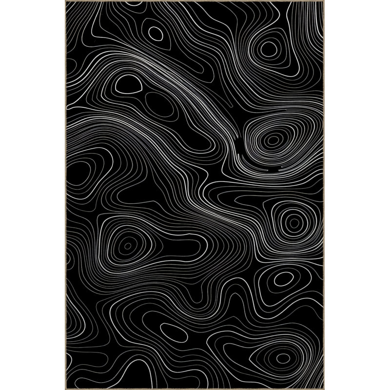 Tapis décoratif moderne à motif abstrait spirale ondulée Mira, Rectangle 4 pi 11,06 po x 9 pi 10,11 po