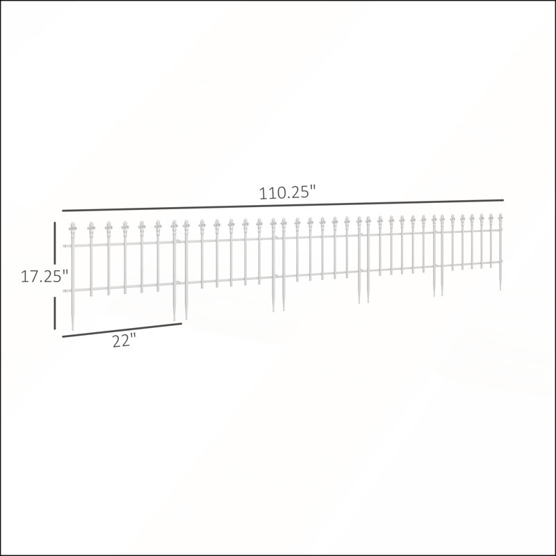 Clôture de jardin en métal Outsunny, paquet de 5 panneaux en acier pour aménagement paysager, parterre et jardin