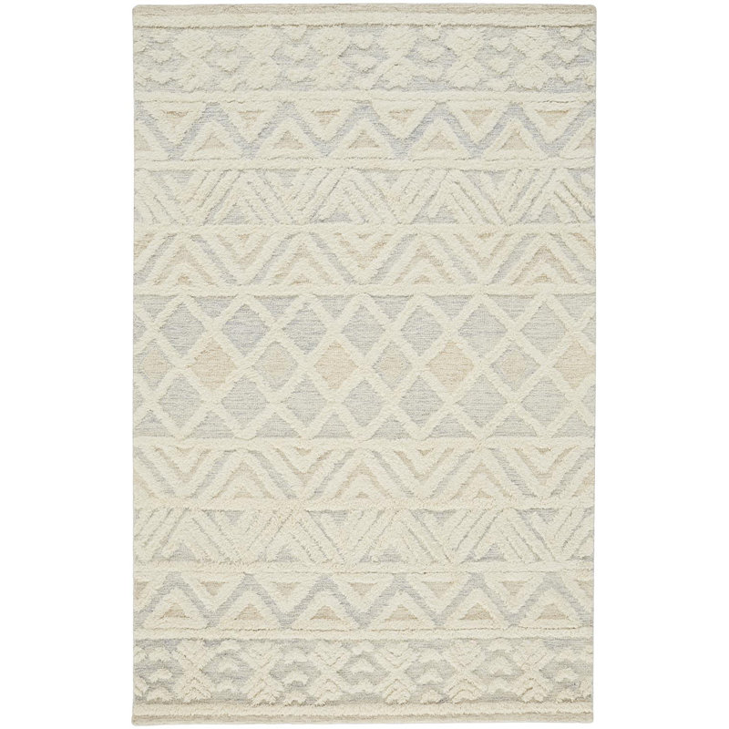 Saint Lucia Hand Tufted Wool Geometric Area Rug, Rectangle 5' x 8'