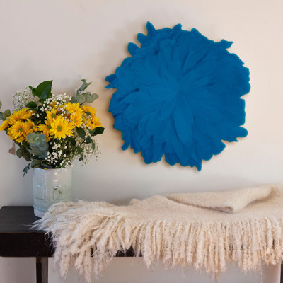 African JuJu Hats Feather Wall Art - Small - Dark Turquoise