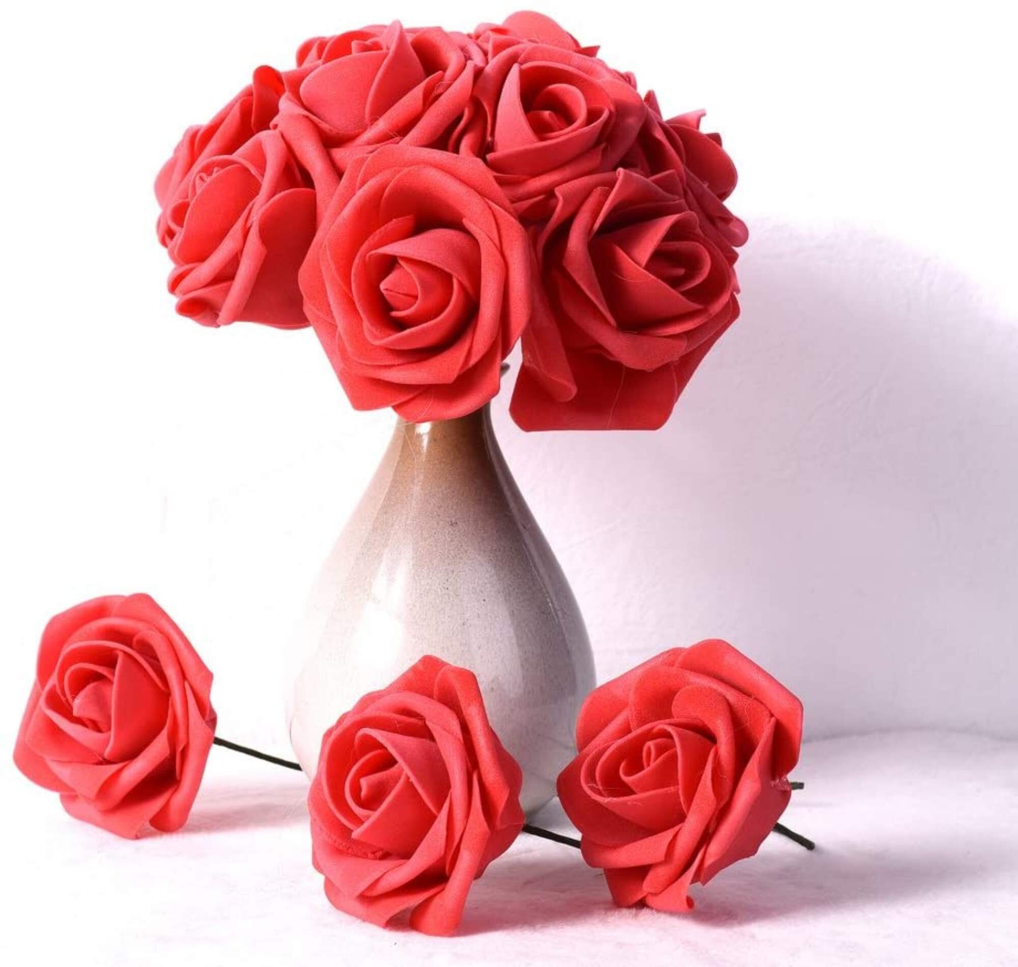 2 Bouquets Vintage Roses Artificial Flowers Dried Roses with Stems  Artificial Roses Fake Flowers for Table Wedding Bridal Shower Decorations