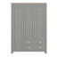 Armoire 3 portes avec 2 tiroirs, 2 tringles et tablettes