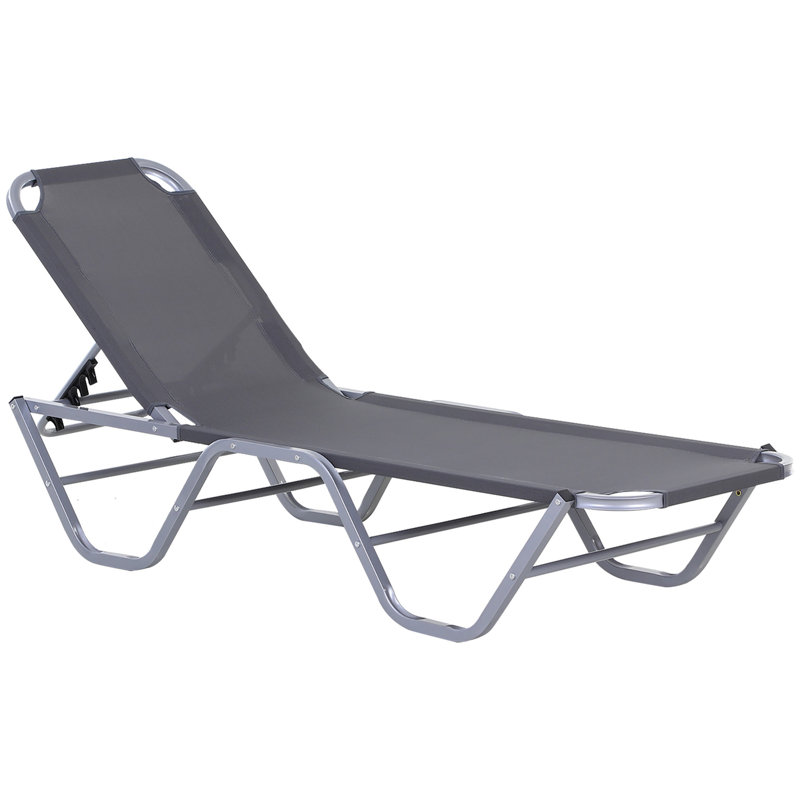 Aymelia 163cm Long Reclining Single Chaise, Grey, Silver