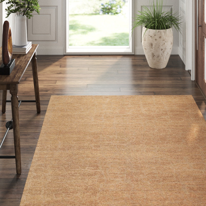 Wool Area Rug in Gold, Rectangle 6' x 9'