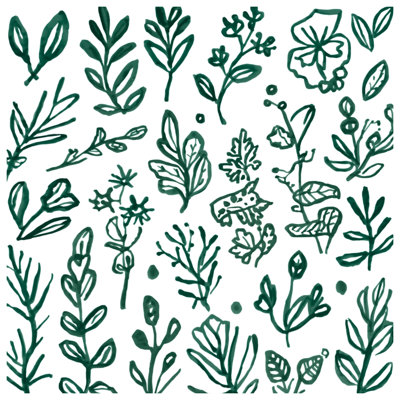 Tapis de bain Green Botanical Illustration