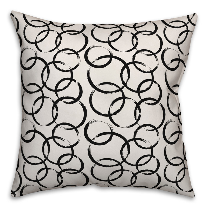 Geometric Throw Pillow, White/Black, 16" x 16"