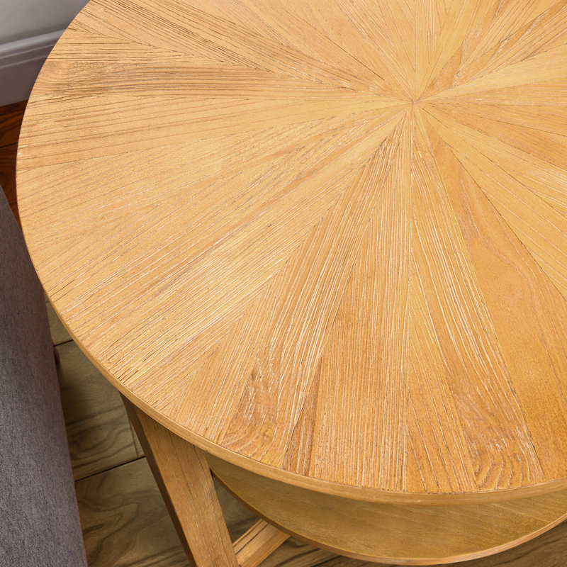 Freyha Pedestal End Table with Storage, 24" H x 25.2" W x 25.2" D, Oak