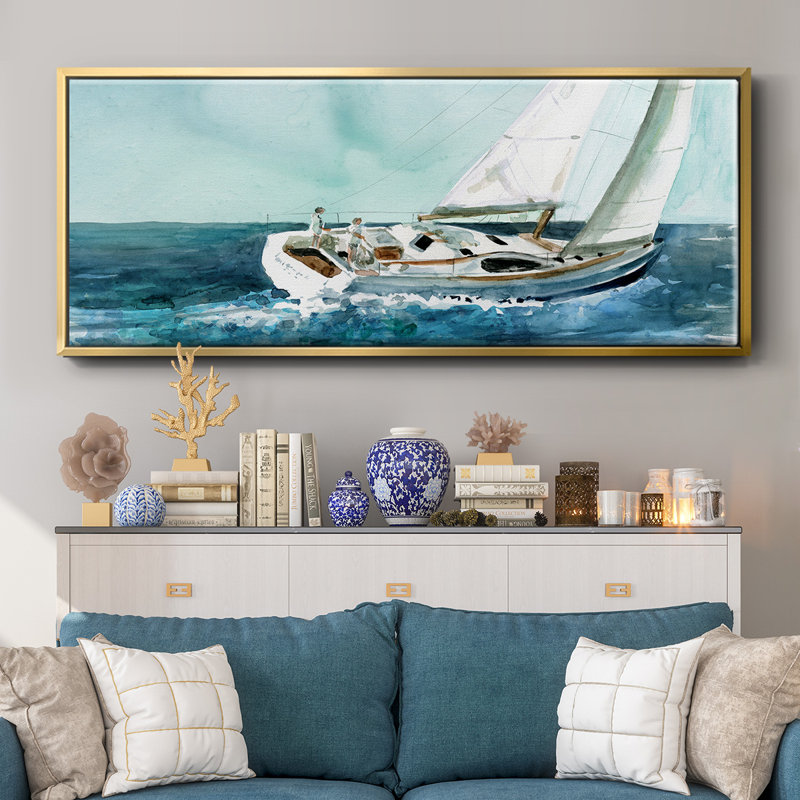 Delray Sail- Framed Canvas, 8" H x 20" W